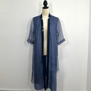 Blue Organza Style Duster Hanfu Inspired Layering Jacket
